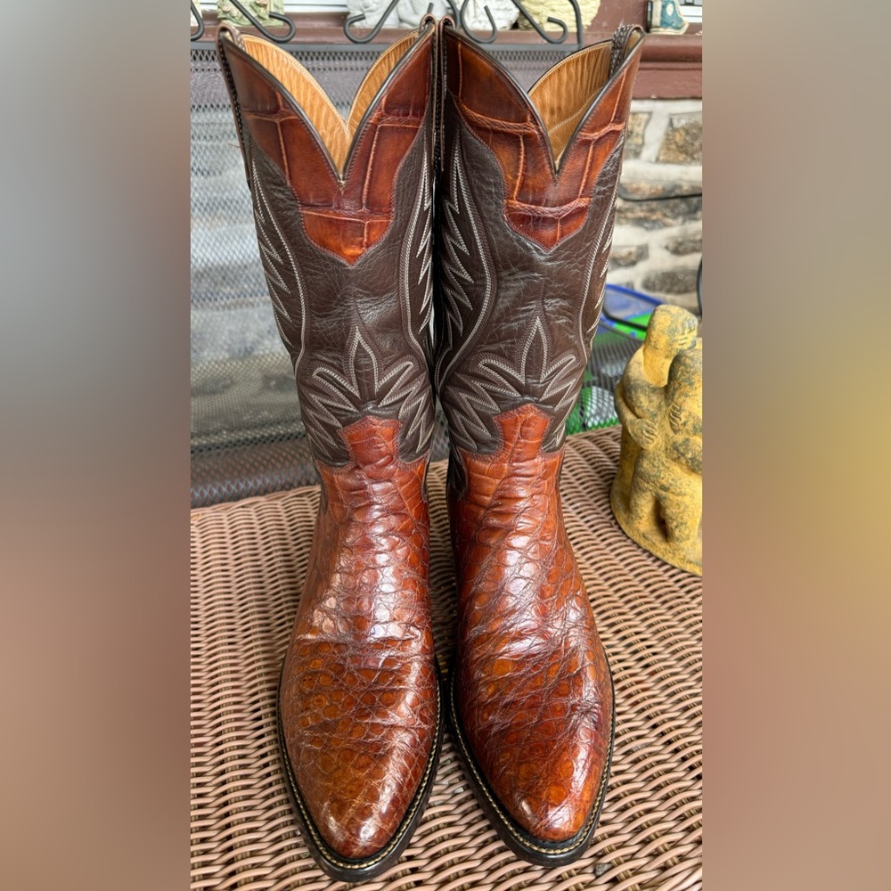 SOLD! Awesome Paul Bond Genuine American Alligator Belly Cowboy Boots🐊